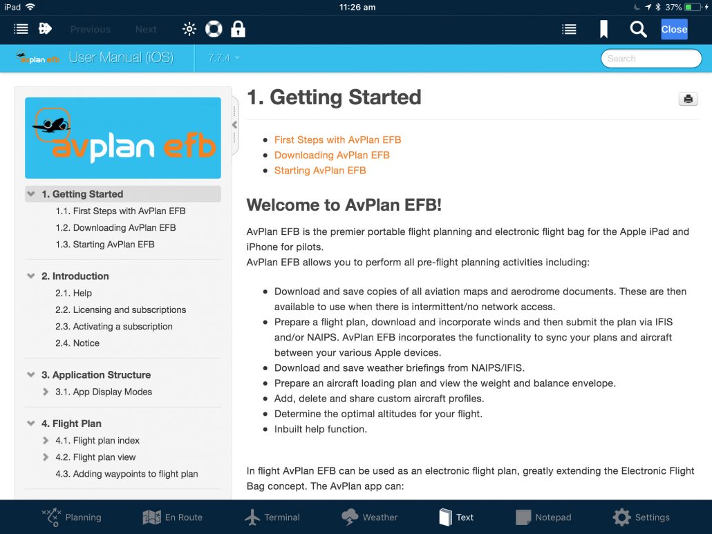 Avplan Efb New User Manual Avplan Efb Electronic Flight Bag